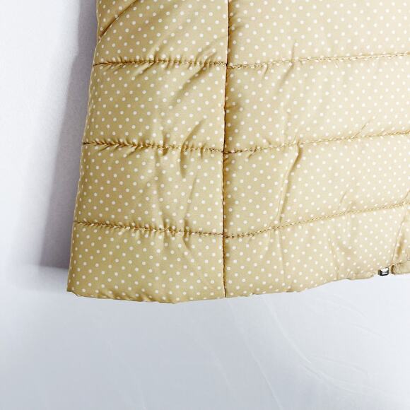 LOFT Polka Dot Quilted Puffer Vest XSmall XS Yellow White Full Zip Womens - Picture 8 of 8